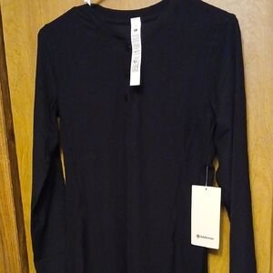 Lululemon Black Long Sleeve Ribbed Henley Dress